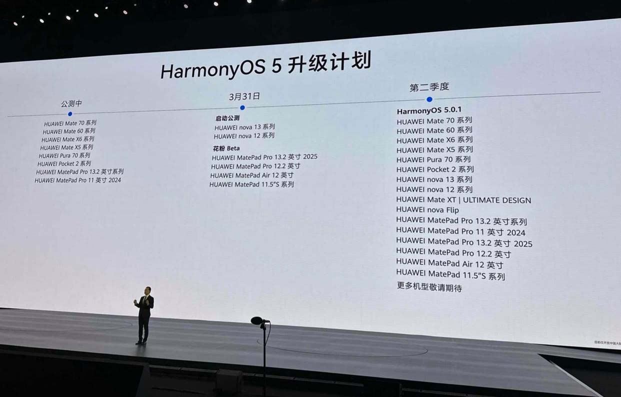 华为鸿蒙 HarmonyOS 5 升级计划公布:第二季度更新 5.0.1 版本