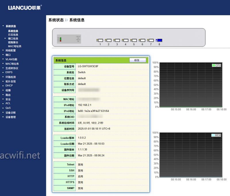 联果8口万兆三层全光交换机LG-SWTGW3C8F拆机测评 联果8口万兆三层全光交换机LG-SWTGW3C8F拆机测评