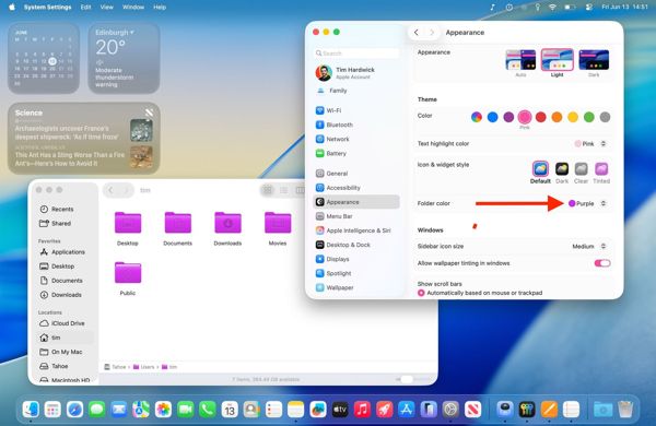 苹果macOS 26 Tahoe主题功能大升级:可定制图标/高亮文本/文件夹颜色 苹果macOS 26 Tahoe主题功能大升级:可定制图标/高亮文本/文件夹颜色