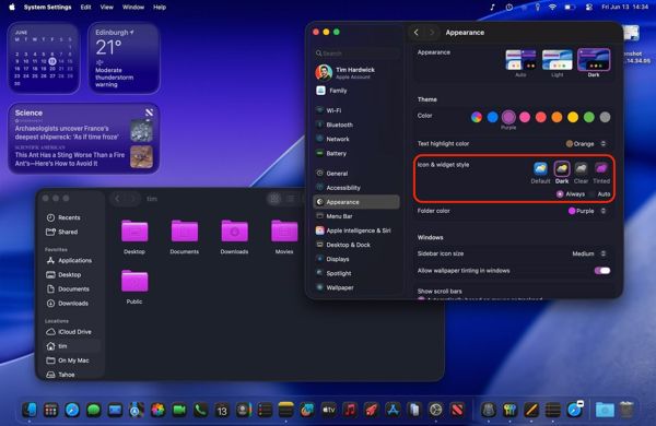 苹果macOS 26 Tahoe主题功能大升级:可定制图标/高亮文本/文件夹颜色 苹果macOS 26 Tahoe主题功能大升级:可定制图标/高亮文本/文件夹颜色