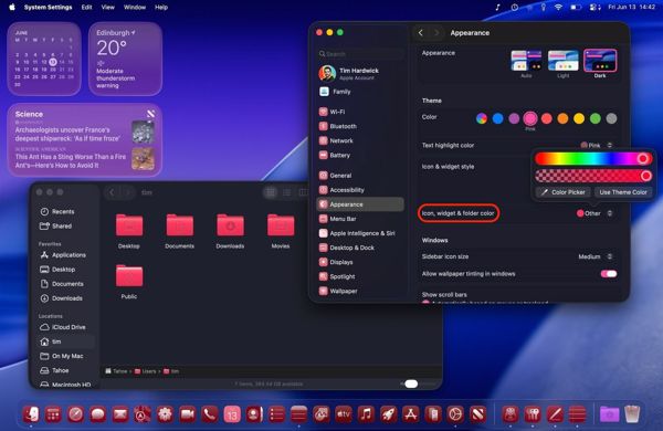 苹果macOS 26 Tahoe主题功能大升级:可定制图标/高亮文本/文件夹颜色 苹果macOS 26 Tahoe主题功能大升级:可定制图标/高亮文本/文件夹颜色