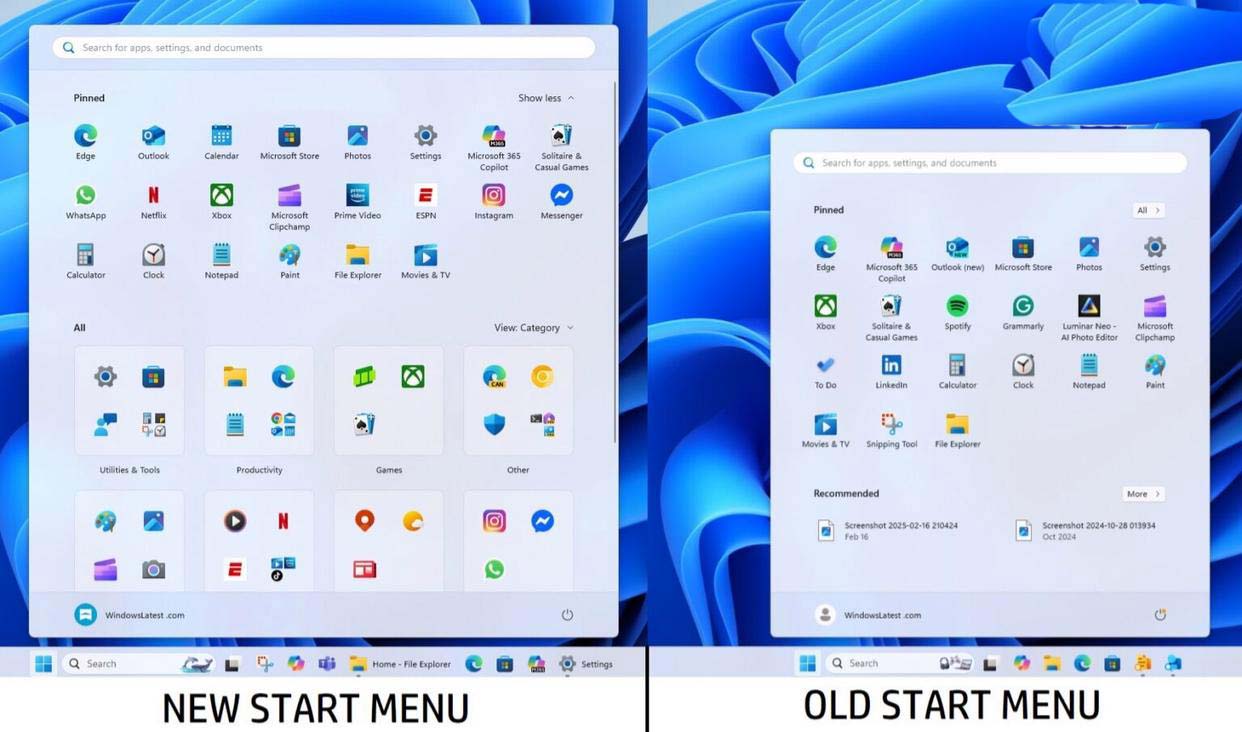 新旧版开始菜单相比! Win11 24H2新版开始菜单应用分类仅支持预设类别 新旧版开始菜单相比! Win11 24H2新版开始菜单应用分类仅支持预设类别