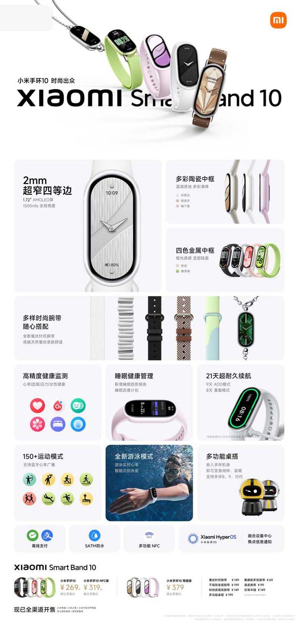 行业首次2.0mm极窄四等边跑道屏! 小米手环10配置与价格汇总 行业首次2.0mm极窄四等边跑道屏! 小米手环10配置与价格汇总