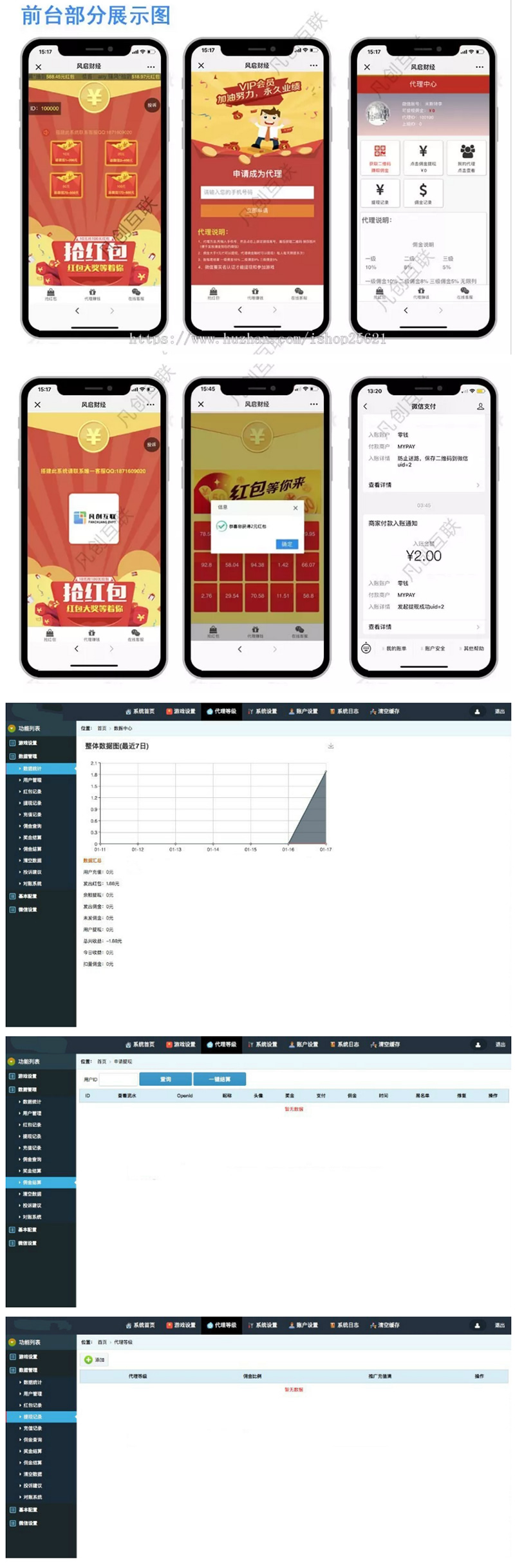 2019最新版H5拼手气红包源码 H5红包互换源码，带自动提现三级分佣和第三方支付功能